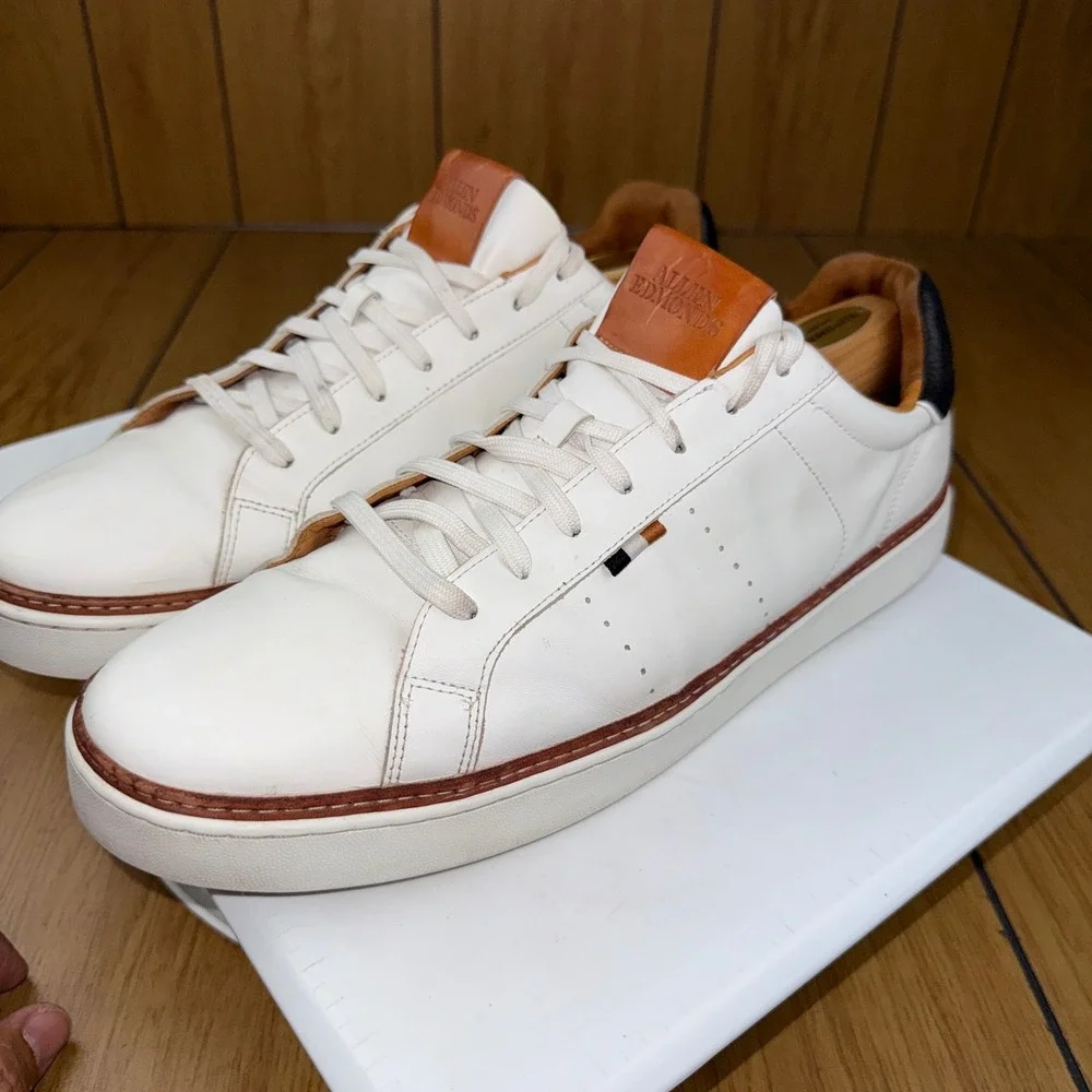 Allen Edmonds Alpha Mens White Leather Low Top Sneakers 4639 Size 14 D